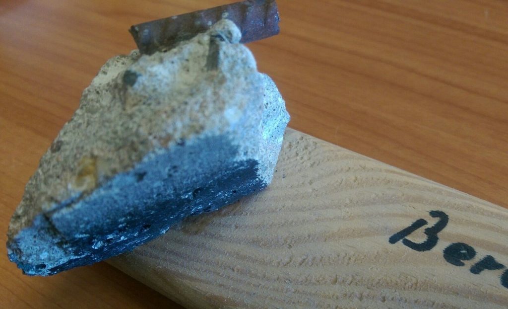 Genuine Piece of Berlin Wall with Piece of Iron on Wooden Mount from
