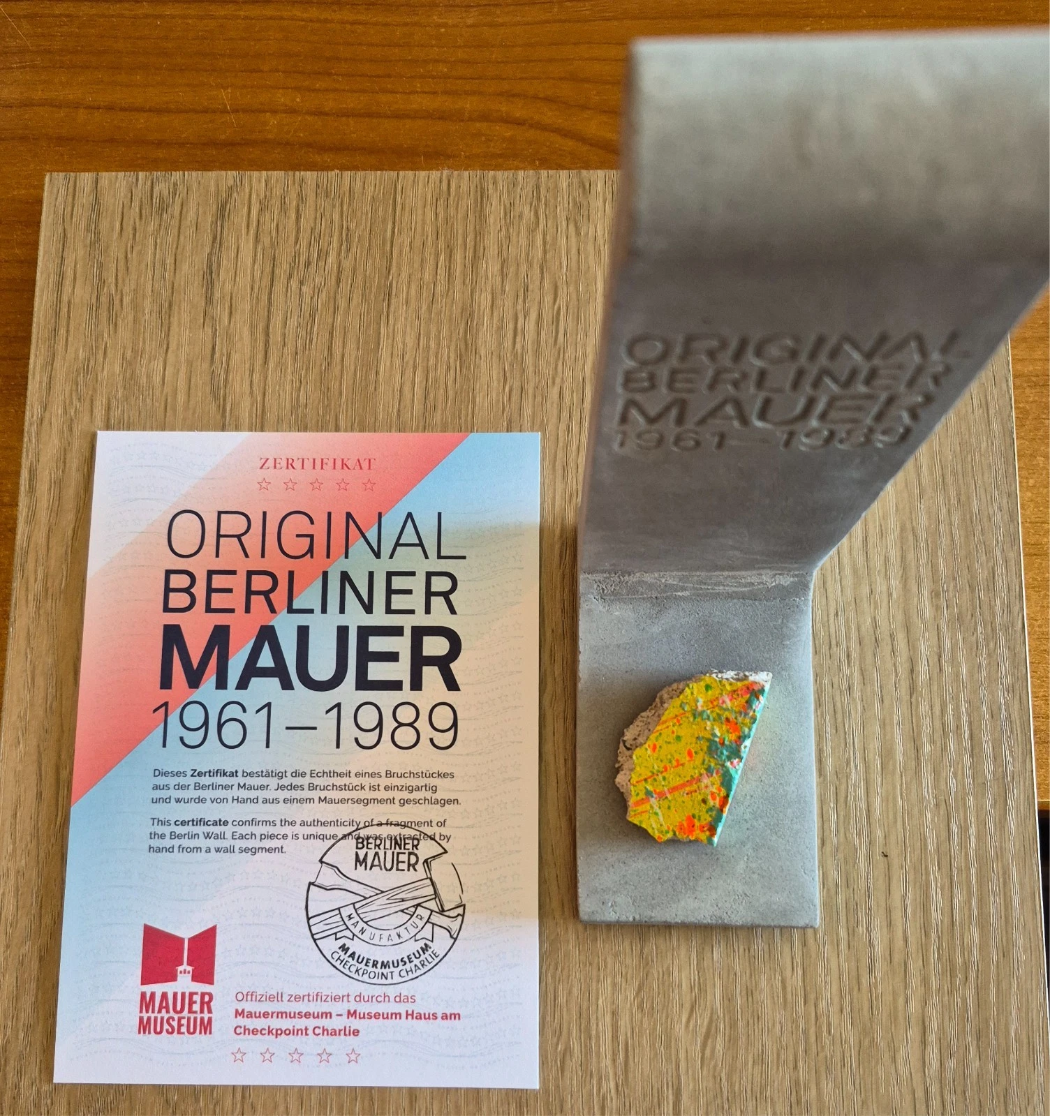 Stunning Genuine Piece of The Berlin Wall Mounted on Replica Panel of The Wall - Image 2