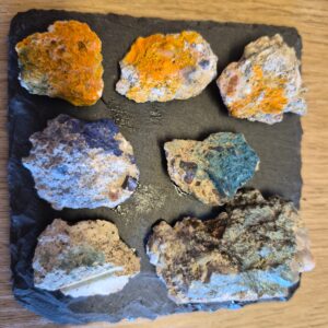 Collection of 7 Original BERLIN WALL Pieces on Slate Display + Certificate
