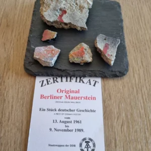 Collection of 5 Original BERLIN WALL Pieces on Slate Display + Certificate