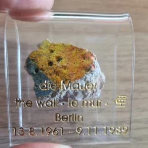 Genuine Berlin Wall Piece – Size S 4cm – Acrylic Display – Historic Collectible - 36th Anniversary