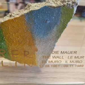 Germany Original Genuine Piece of The Berlin Wall Size L 7 cm in Acrylic Display