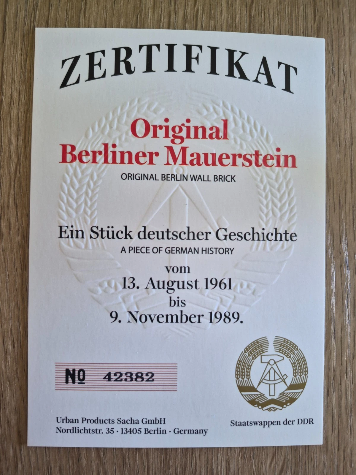 Original Very Large 9 cm Piece of the BERLIN WALL on Perspex Display + COA - Image 13